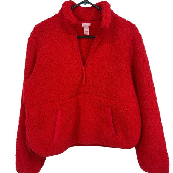 Wondershop Pullover Womens Size Medium Fluffy Sweater Front Pockets Quarter Zip - Picture 1 of 4